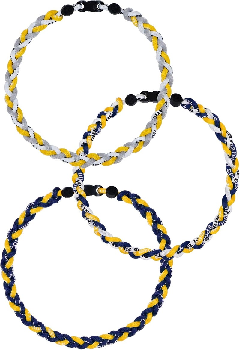 SUPBOMM 3 pcs Baseball Rope Necklaces, League Team Colors Braided Necklace, Baseball Team Gifts - Image 1